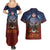 American Samoa Fautasi Couples Matching Summer Maxi Dress and Hawaiian Shirt Pago Pago Aeto and Iseula o le Moana of Fagatogo Red-Blue - Polynesian Pride