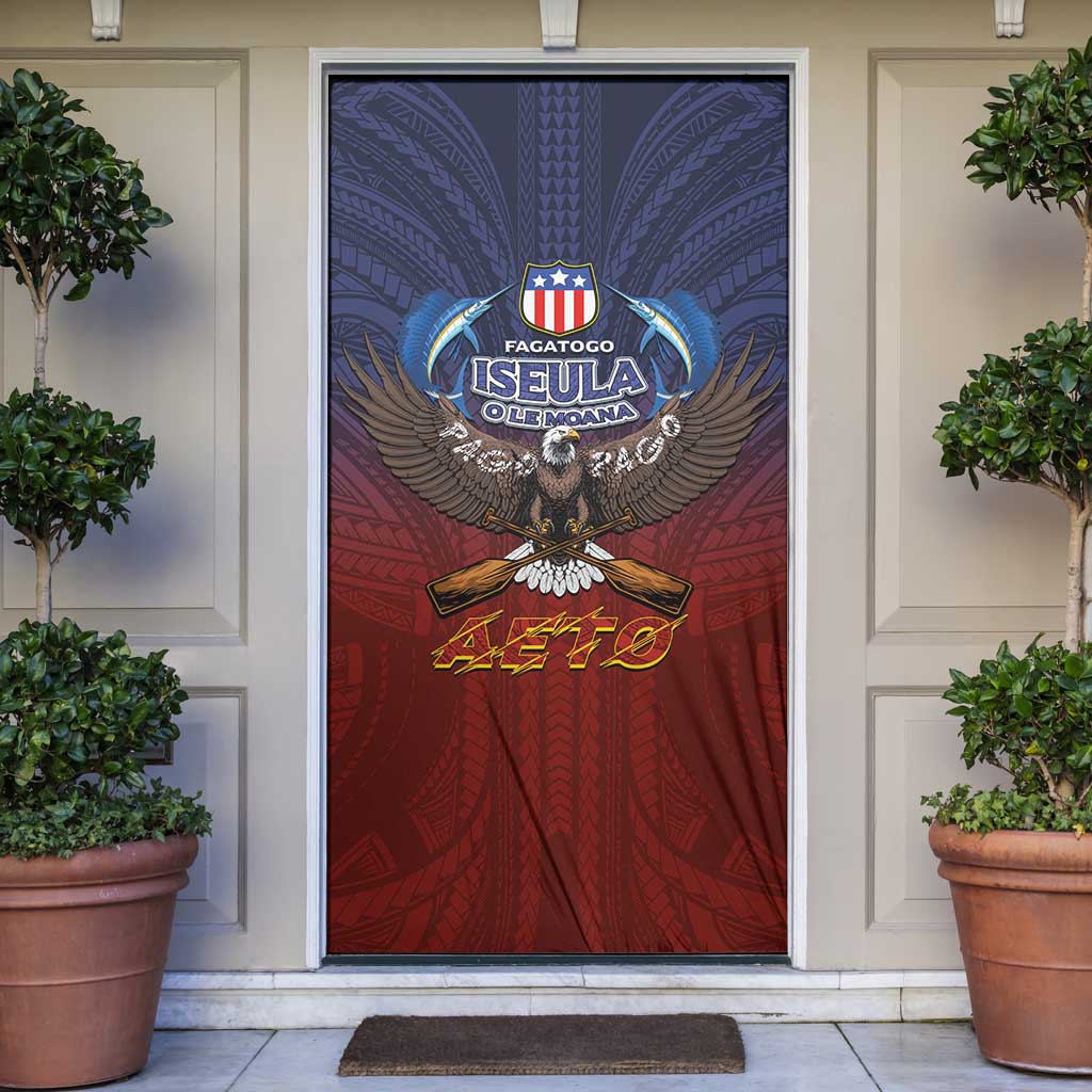 American Samoa Fautasi Door Cover Pago Pago Aeto and Iseula o le Moana of Fagatogo Red-Blue LT03 Blue - Polynesian Pride