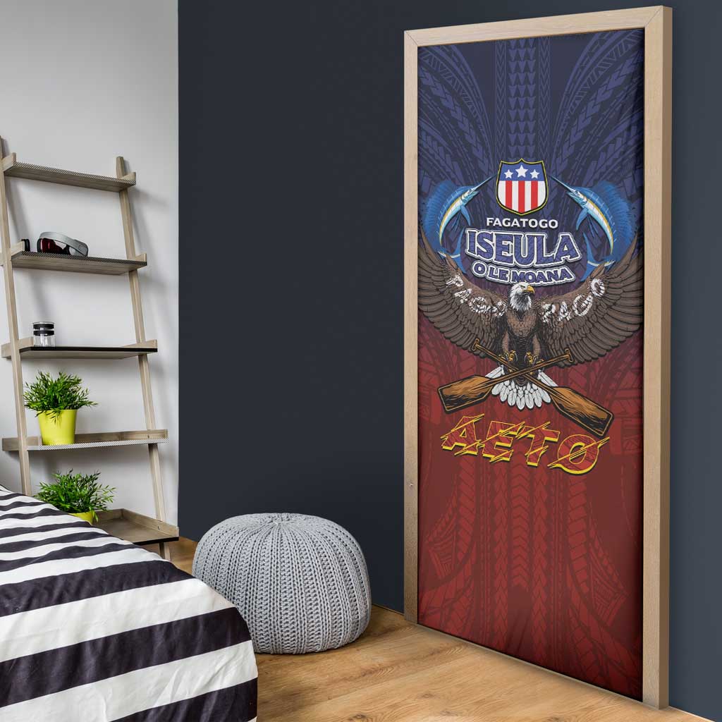 American Samoa Fautasi Door Cover Pago Pago Aeto and Iseula o le Moana of Fagatogo Red-Blue LT03 - Polynesian Pride