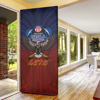 American Samoa Fautasi Door Cover Pago Pago Aeto and Iseula o le Moana of Fagatogo Red-Blue LT03 - Polynesian Pride