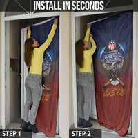 American Samoa Fautasi Door Cover Pago Pago Aeto and Iseula o le Moana of Fagatogo Red-Blue LT03 - Polynesian Pride
