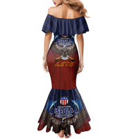 American Samoa Fautasi Family Matching Mermaid Dress and Hawaiian Shirt Pago Pago Aeto and Iseula o le Moana of Fagatogo Red-Blue LT03 - Polynesian Pride