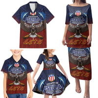 American Samoa Fautasi Family Matching Puletasi and Hawaiian Shirt Pago Pago Aeto and Iseula o le Moana of Fagatogo Red-Blue LT03 - Polynesian Pride