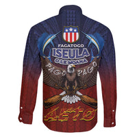 American Samoa Fautasi Family Matching Puletasi and Hawaiian Shirt Pago Pago Aeto and Iseula o le Moana of Fagatogo Red-Blue LT03 - Polynesian Pride