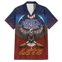 American Samoa Fautasi Family Matching Summer Maxi Dress and Hawaiian Shirt Pago Pago Aeto and Iseula o le Moana of Fagatogo Red-Blue LT03 Dad's Shirt - Short Sleeve Blue - Polynesian Pride