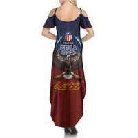American Samoa Fautasi Family Matching Summer Maxi Dress and Hawaiian Shirt Pago Pago Aeto and Iseula o le Moana of Fagatogo Red-Blue LT03 - Polynesian Pride
