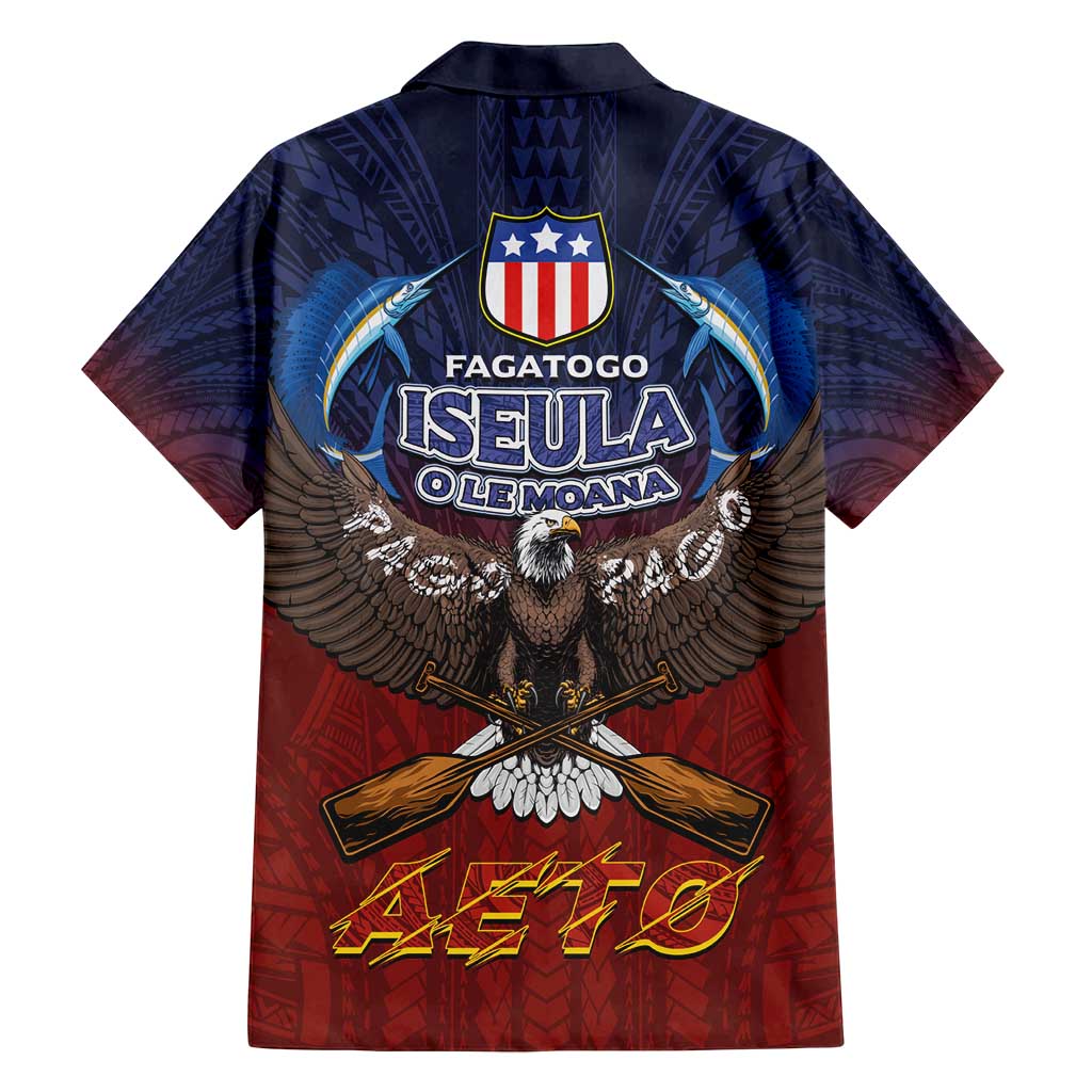 American Samoa Fautasi Family Matching Tank Maxi Dress and Hawaiian Shirt Pago Pago Aeto and Iseula o le Moana of Fagatogo Red-Blue LT03 - Polynesian Pride