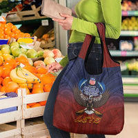 American Samoa Fautasi Grocery Bag Pago Pago Aeto and Iseula o le Moana of Fagatogo Red-Blue LT03 - Polynesian Pride