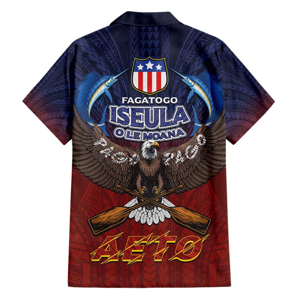 American Samoa Fautasi Hawaiian Shirt Pago Pago Aeto and Iseula o le Moana of Fagatogo Red-Blue LT03 - Polynesian Pride