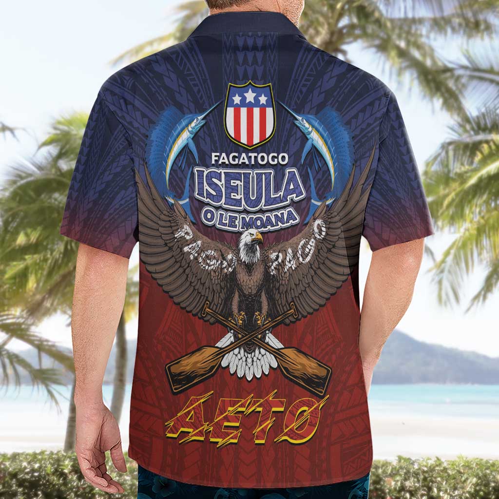 American Samoa Fautasi Hawaiian Shirt Pago Pago Aeto and Iseula o le Moana of Fagatogo Red-Blue LT03 - Polynesian Pride