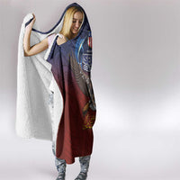 American Samoa Fautasi Hooded Blanket Pago Pago Aeto and Iseula o le Moana of Fagatogo Red-Blue LT03 - Polynesian Pride