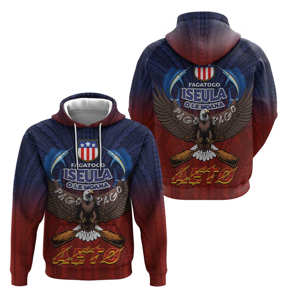 American Samoa Fautasi Hoodie Pago Pago Aeto and Iseula o le Moana of Fagatogo Red-Blue LT03 - Polynesian Pride