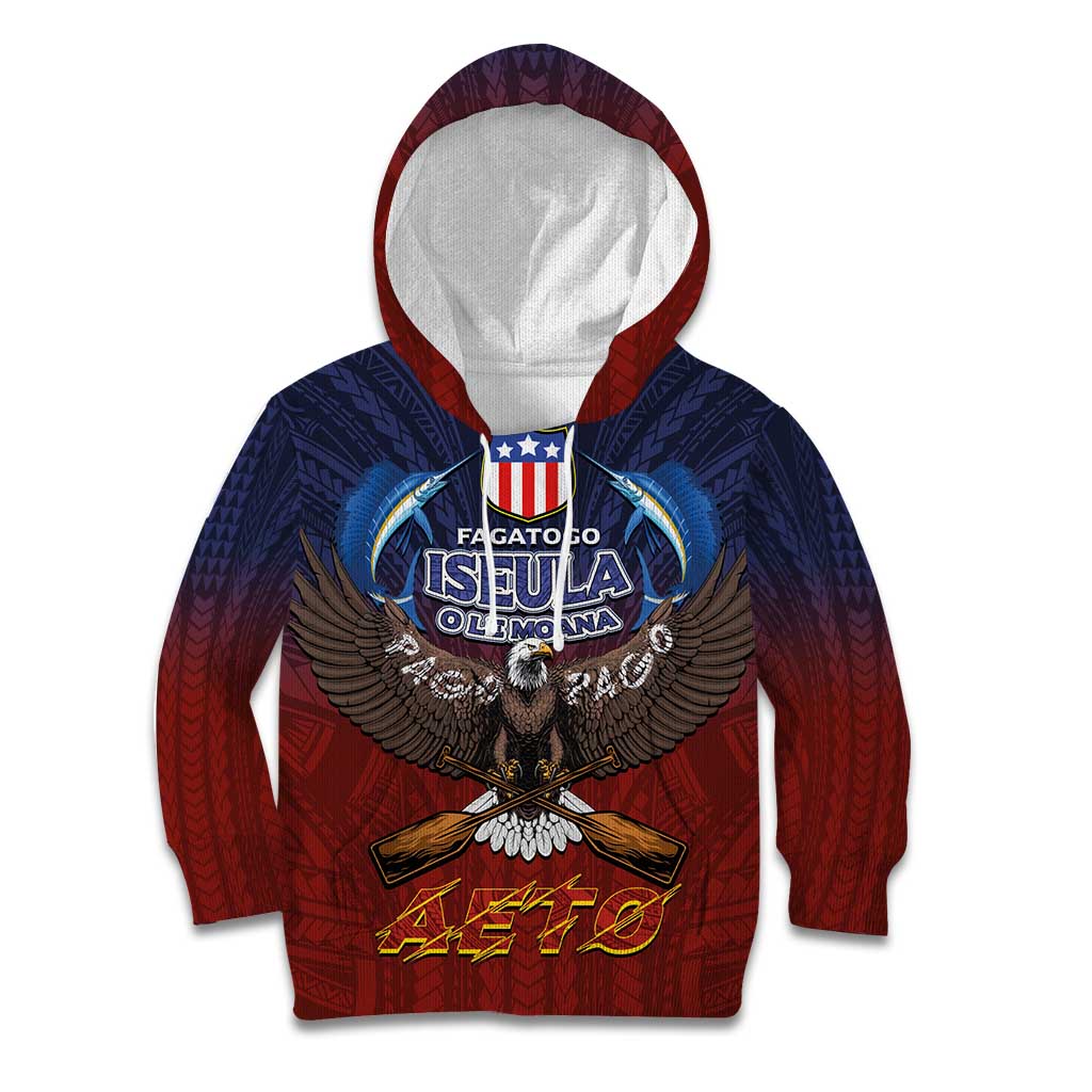 American Samoa Fautasi Kid Hoodie Pago Pago Aeto and Iseula o le Moana of Fagatogo Red-Blue LT03 Hoodie Blue - Polynesian Pride