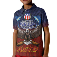 American Samoa Fautasi Kid Polo Shirt Pago Pago Aeto and Iseula o le Moana of Fagatogo Red-Blue LT03 Kid Blue - Polynesian Pride
