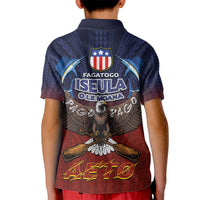 American Samoa Fautasi Kid Polo Shirt Pago Pago Aeto and Iseula o le Moana of Fagatogo Red-Blue LT03 - Polynesian Pride
