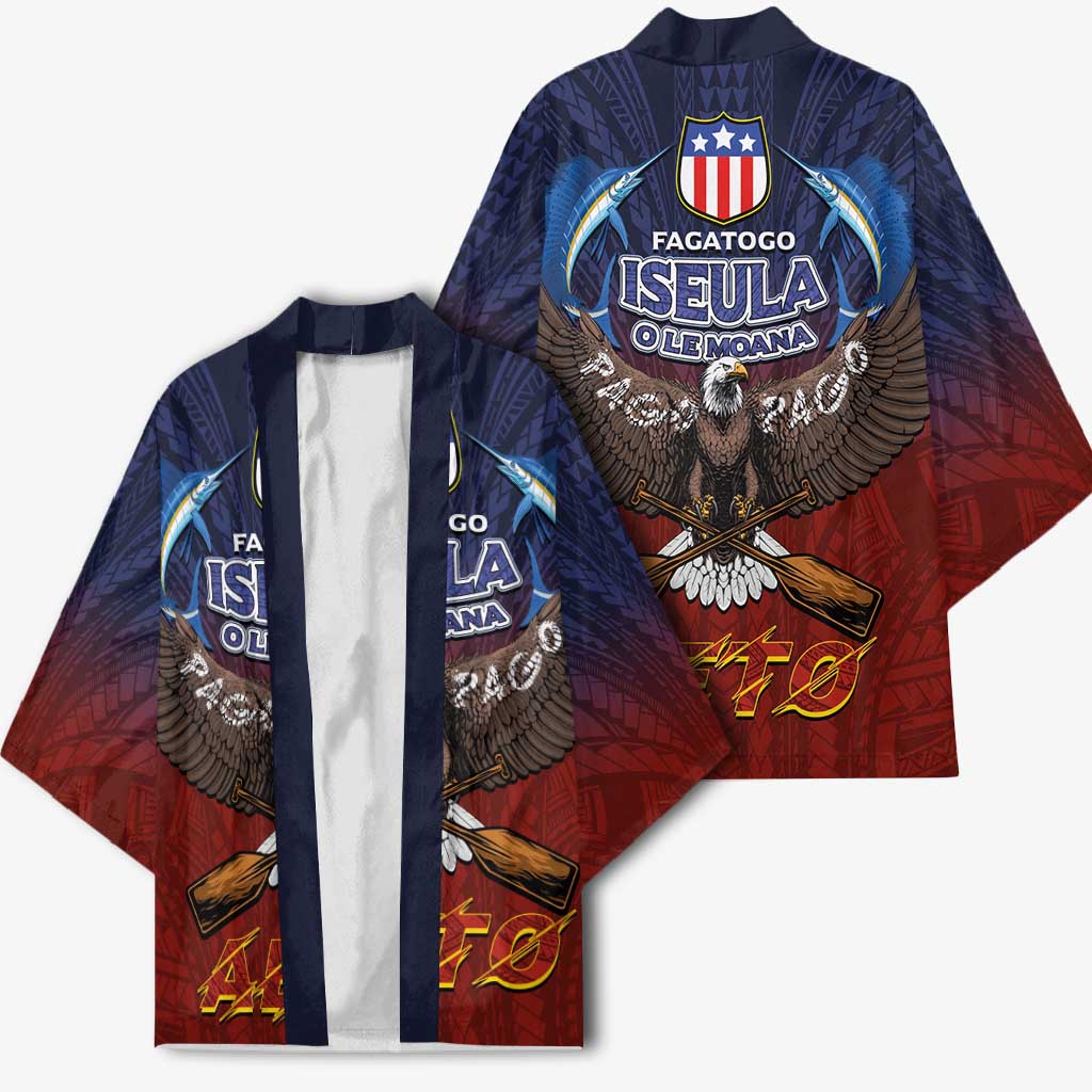 American Samoa Fautasi Kimono Pago Pago Aeto and Iseula o le Moana of Fagatogo Red-Blue LT03 - Polynesian Pride