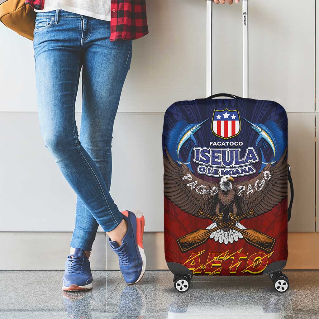 American Samoa Fautasi Luggage Cover Pago Pago Aeto and Iseula o le Moana of Fagatogo Red-Blue LT03 - Polynesian Pride
