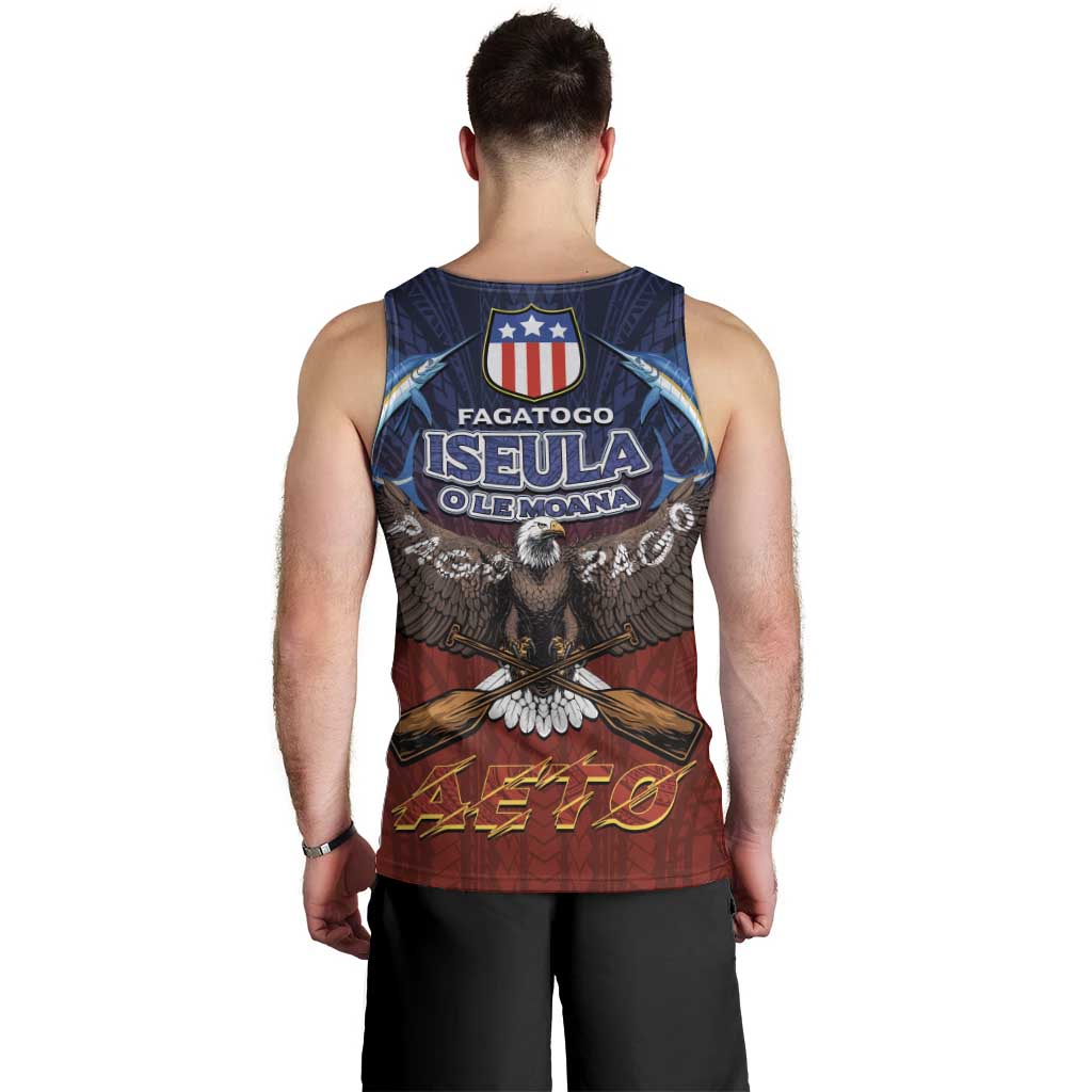 American Samoa Fautasi Men Tank Top Pago Pago Aeto and Iseula o le Moana of Fagatogo Red-Blue LT03 - Polynesian Pride