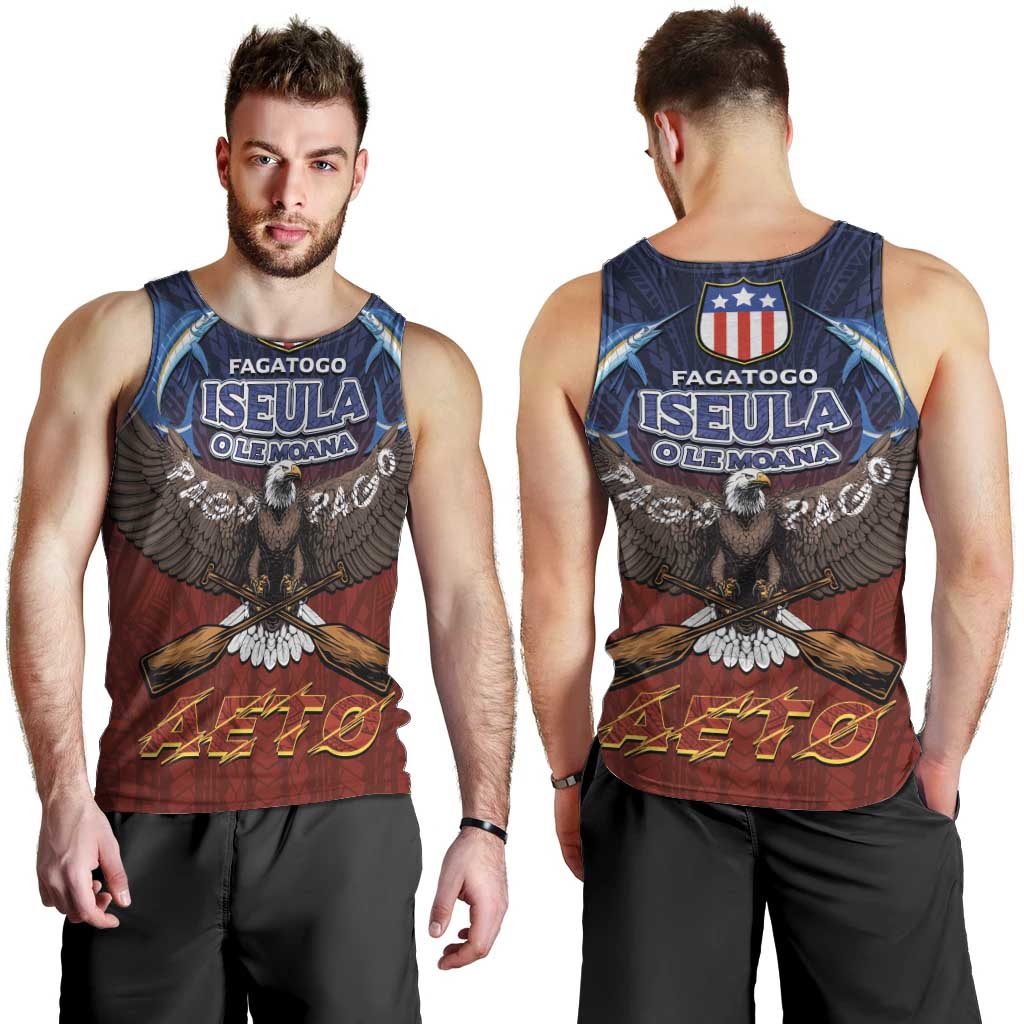 American Samoa Fautasi Men Tank Top Pago Pago Aeto and Iseula o le Moana of Fagatogo Red-Blue LT03 - Polynesian Pride