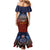 American Samoa Fautasi Mermaid Dress Pago Pago Aeto and Iseula o le Moana of Fagatogo Red-Blue - Polynesian Pride