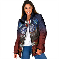 American Samoa Fautasi Padded Jacket Pago Pago Aeto and Iseula o le Moana of Fagatogo Red-Blue LT03 Women Blue - Polynesian Pride