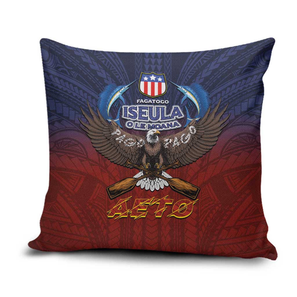 American Samoa Fautasi Pillow Cover Pago Pago Aeto and Iseula o le Moana of Fagatogo Red-Blue LT03 Blue - Polynesian Pride