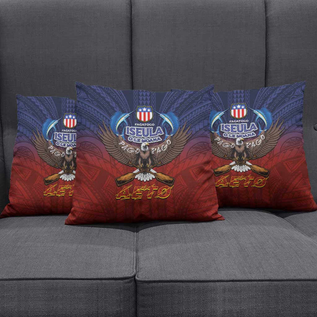 American Samoa Fautasi Pillow Cover Pago Pago Aeto and Iseula o le Moana of Fagatogo Red-Blue LT03 - Polynesian Pride