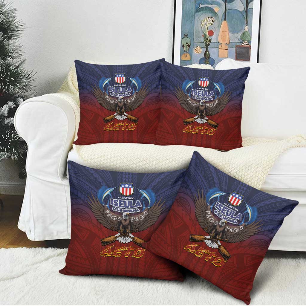 American Samoa Fautasi Pillow Cover Pago Pago Aeto and Iseula o le Moana of Fagatogo Red-Blue LT03 - Polynesian Pride