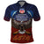 American Samoa Fautasi Polo Shirt Pago Pago Aeto and Iseula o le Moana of Fagatogo Red-Blue - Polynesian Pride