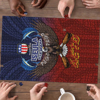 American Samoa Fautasi Puzzle Pago Pago Aeto and Iseula o le Moana of Fagatogo Red-Blue LT03 - Polynesian Pride