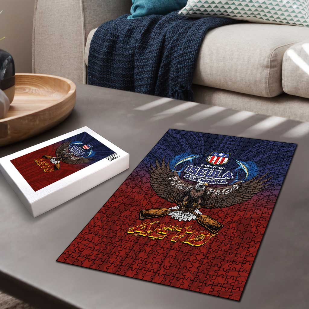 American Samoa Fautasi Puzzle Pago Pago Aeto and Iseula o le Moana of Fagatogo Red-Blue LT03 - Polynesian Pride