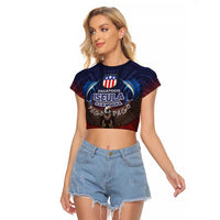 American Samoa Fautasi Raglan Cropped T Shirt Pago Pago Aeto and Iseula o le Moana of Fagatogo Red-Blue LT03 Female Blue - Polynesian Pride