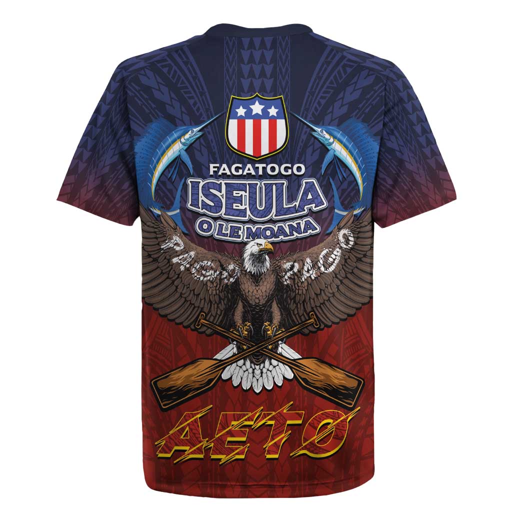 American Samoa Fautasi Rugby Jersey Pago Pago Aeto and Iseula o le Moana of Fagatogo Red-Blue LT03 - Polynesian Pride