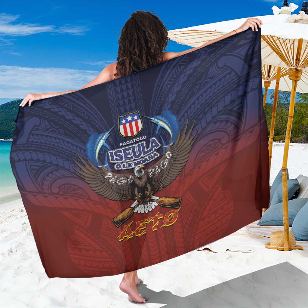 American Samoa Fautasi Sarong Pago Pago Aeto and Iseula o le Moana of Fagatogo Red-Blue - Polynesian Pride
