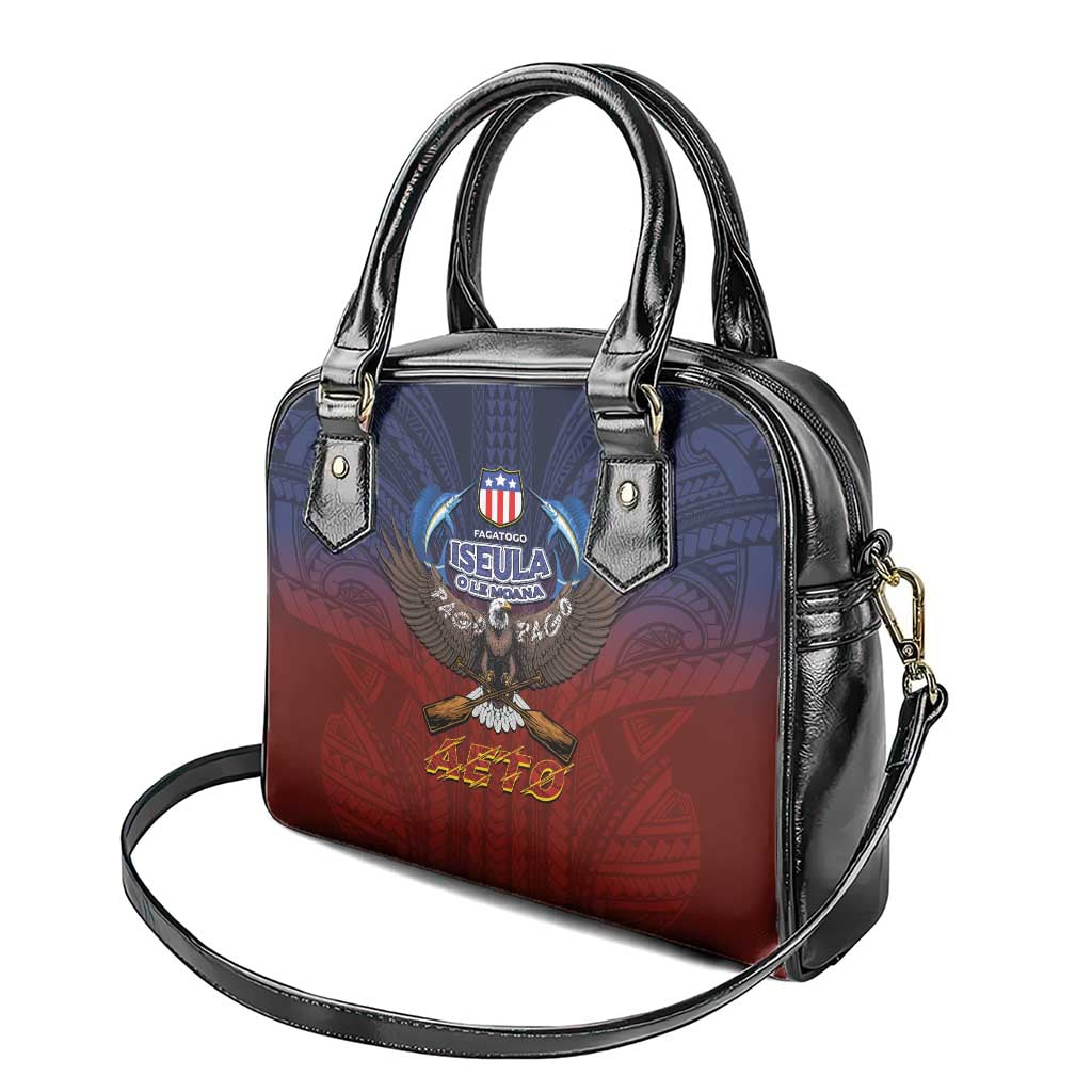 American Samoa Fautasi Shoulder Handbag Pago Pago Aeto and Iseula o le Moana of Fagatogo Red-Blue LT03 - Polynesian Pride