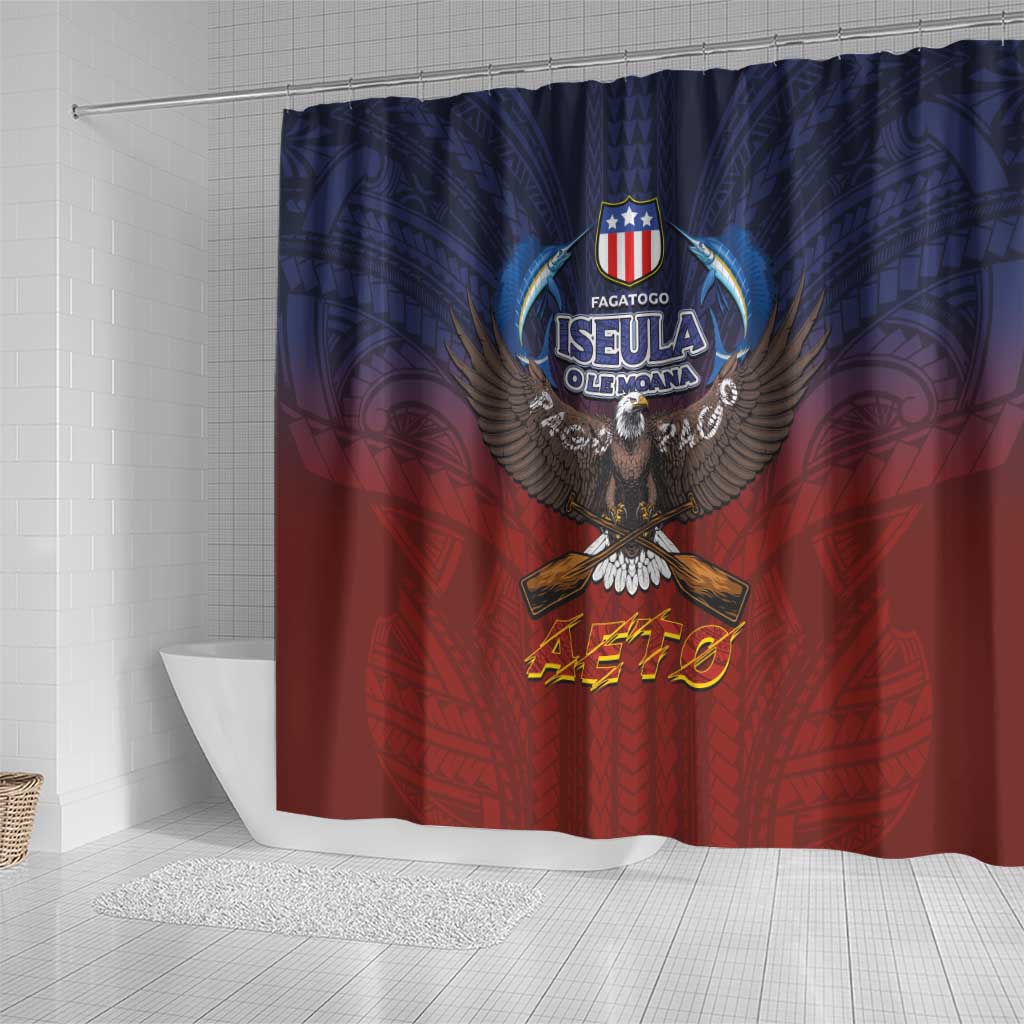 American Samoa Fautasi Shower Curtain Pago Pago Aeto and Iseula o le Moana of Fagatogo Red-Blue LT03 - Polynesian Pride