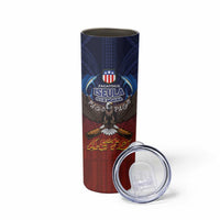 American Samoa Fautasi Skinny Tumbler Pago Pago Aeto and Iseula o le Moana of Fagatogo Red-Blue LT03 - Polynesian Pride
