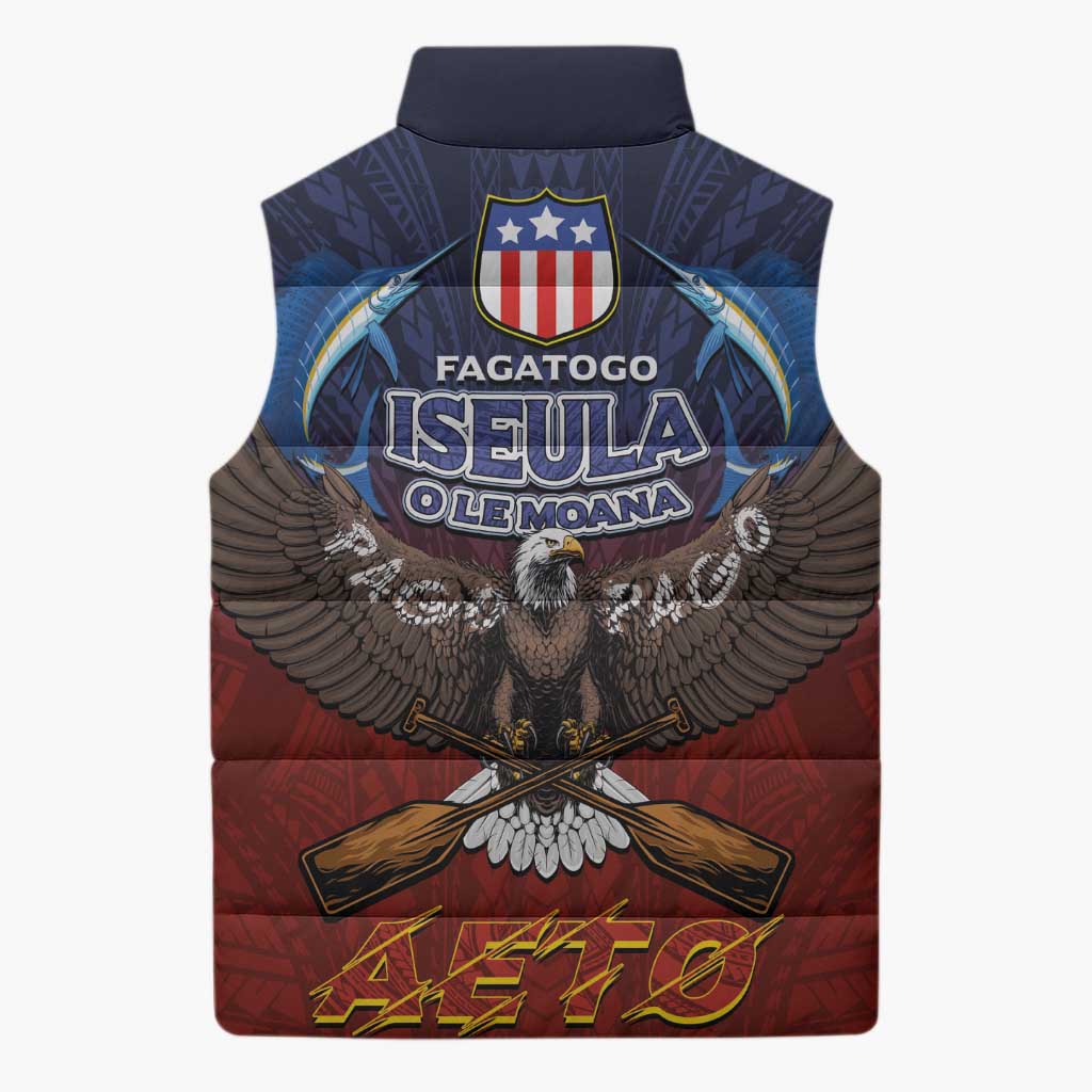 American Samoa Fautasi Sleeveless Puffer Jacket Pago Pago Aeto and Iseula o le Moana of Fagatogo Red-Blue LT03 - Polynesian Pride