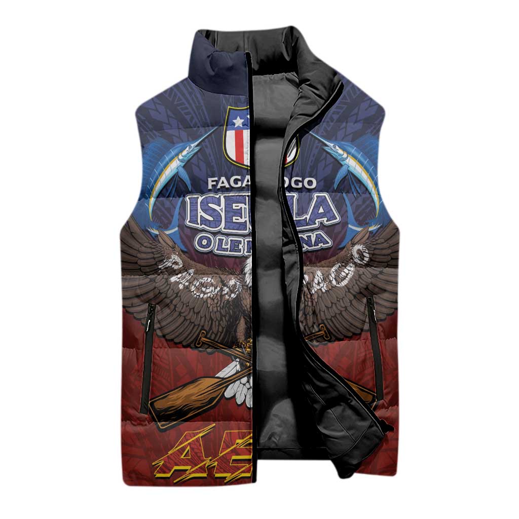 American Samoa Fautasi Sleeveless Puffer Jacket Pago Pago Aeto and Iseula o le Moana of Fagatogo Red-Blue LT03 - Polynesian Pride