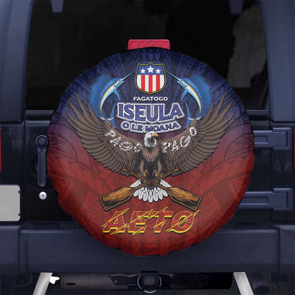American Samoa Fautasi Spare Tire Cover Pago Pago Aeto and Iseula o le Moana of Fagatogo Red-Blue LT03 No hole Blue - Polynesian Pride