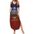 American Samoa Fautasi Summer Maxi Dress Pago Pago Aeto and Iseula o le Moana of Fagatogo Red-Blue - Polynesian Pride