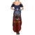 American Samoa Fautasi Summer Maxi Dress Pago Pago Aeto and Iseula o le Moana of Fagatogo Red-Blue - Polynesian Pride
