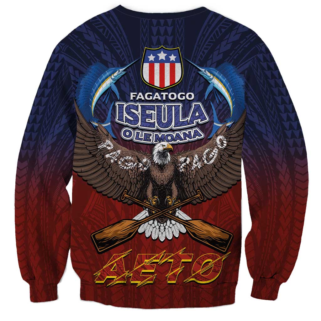 American Samoa Fautasi Sweatshirt Pago Pago Aeto and Iseula o le Moana of Fagatogo Red-Blue LT03 - Polynesian Pride