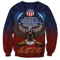 American Samoa Fautasi Sweatshirt Pago Pago Aeto and Iseula o le Moana of Fagatogo Red-Blue LT03 - Polynesian Pride