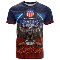 American Samoa Fautasi T Shirt Pago Pago Aeto and Iseula o le Moana of Fagatogo Red-Blue LT03 Blue - Polynesian Pride