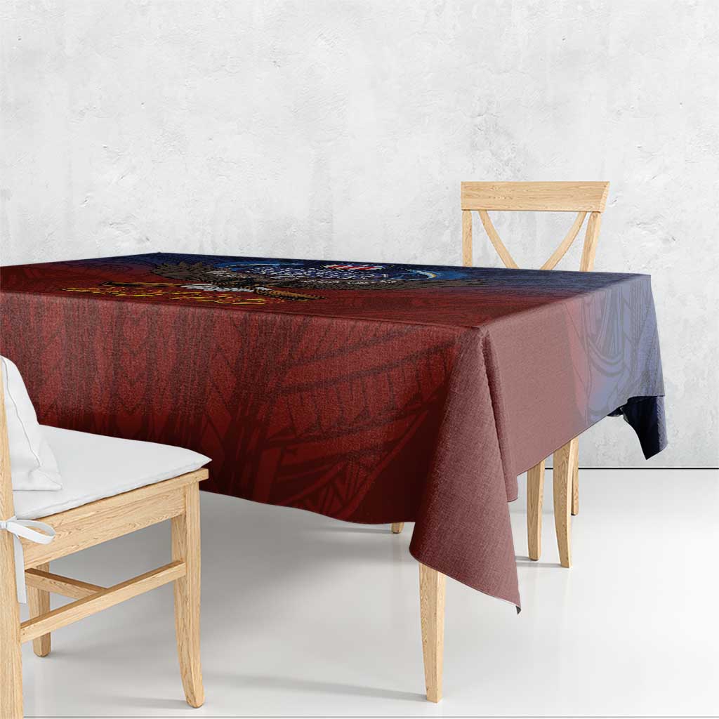 American Samoa Fautasi Tablecloth Pago Pago Aeto and Iseula o le Moana of Fagatogo Red-Blue - Polynesian Pride
