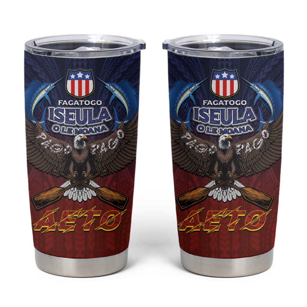 American Samoa Fautasi Tumbler Cup Pago Pago Aeto and Iseula o le Moana of Fagatogo Red-Blue LT03 Blue - Polynesian Pride