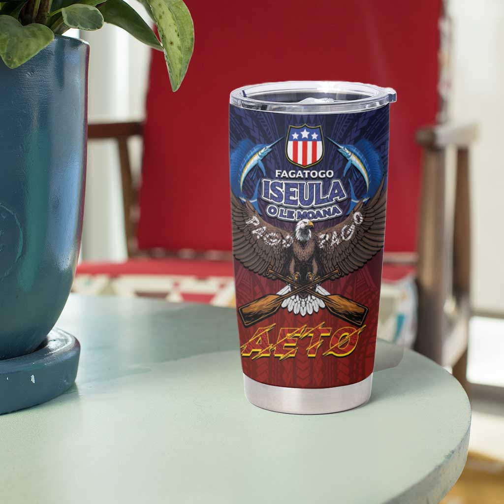 American Samoa Fautasi Tumbler Cup Pago Pago Aeto and Iseula o le Moana of Fagatogo Red-Blue LT03 - Polynesian Pride