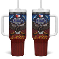 American Samoa Fautasi Tumbler With Handle Pago Pago Aeto and Iseula o le Moana of Fagatogo Red-Blue LT03 One Size: 40 oz Blue - Polynesian Pride
