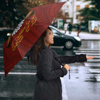 American Samoa Fautasi Umbrella Pago Pago Aeto and Iseula o le Moana of Fagatogo Red-Blue LT03 - Polynesian Pride